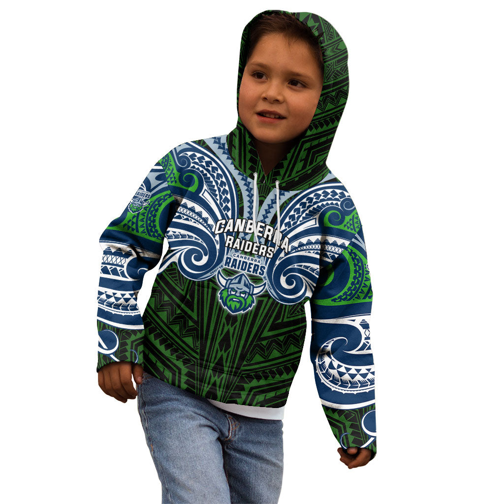 Custom Canberra Raiders Kid Hoodie Viking Warrior Polynesia Islander Rugby Mascot