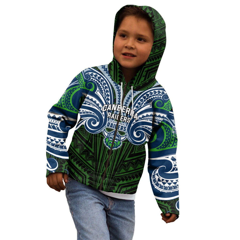 Custom Canberra Raiders Kid Hoodie Viking Warrior Polynesia Islander Rugby Mascot