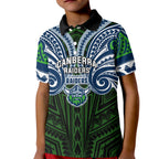 Custom Canberra Raiders Kid Polo Shirt Viking Warrior Polynesia Islander Rugby Mascot