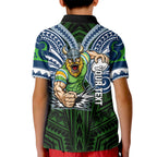 Custom Canberra Raiders Kid Polo Shirt Viking Warrior Polynesia Islander Rugby Mascot