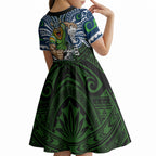 Custom Canberra Raiders Kid Short Sleeve Dress Viking Warrior Polynesia Islander Rugby Mascot