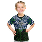 Custom Canberra Raiders Kid T Shirt Viking Warrior Polynesia Islander Rugby Mascot