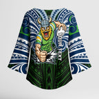 Custom Canberra Raiders Kimono Sleeve Blouse Viking Warrior Polynesia Islander Rugby Mascot