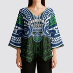Custom Canberra Raiders Kimono Sleeve Blouse Viking Warrior Polynesia Islander Rugby Mascot