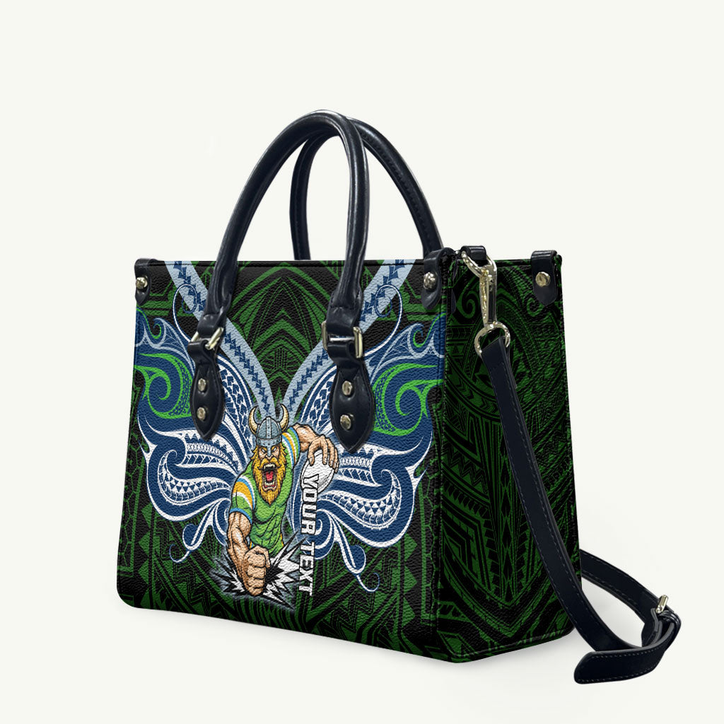 Custom Canberra Raiders Leather Bag Viking Warrior Polynesia Islander Rugby Mascot