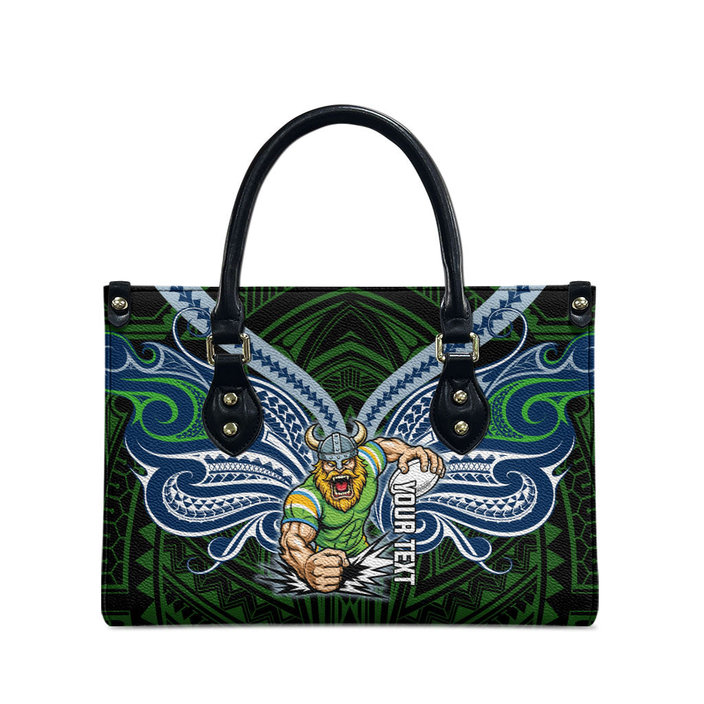 Custom Canberra Raiders Leather Bag Viking Warrior Polynesia Islander Rugby Mascot