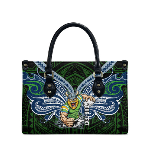 Custom Canberra Raiders Leather Bag Viking Warrior Polynesia Islander Rugby Mascot