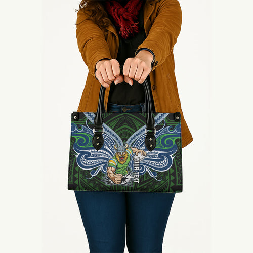 Custom Canberra Raiders Leather Bag Viking Warrior Polynesia Islander Rugby Mascot