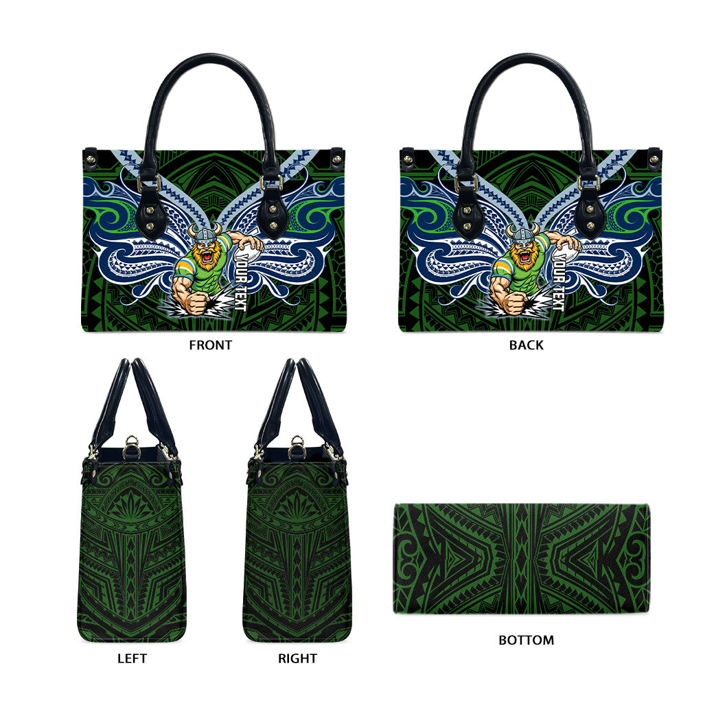 Custom Canberra Raiders Leather Bag Viking Warrior Polynesia Islander Rugby Mascot