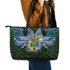 Custom Canberra Raiders Leather Tote Bag Viking Warrior Polynesia Islander Rugby Mascot