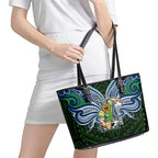 Custom Canberra Raiders Leather Tote Bag Viking Warrior Polynesia Islander Rugby Mascot