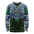 Custom Canberra Raiders Long Sleeve Shirt Viking Warrior Polynesia Islander Rugby Mascot