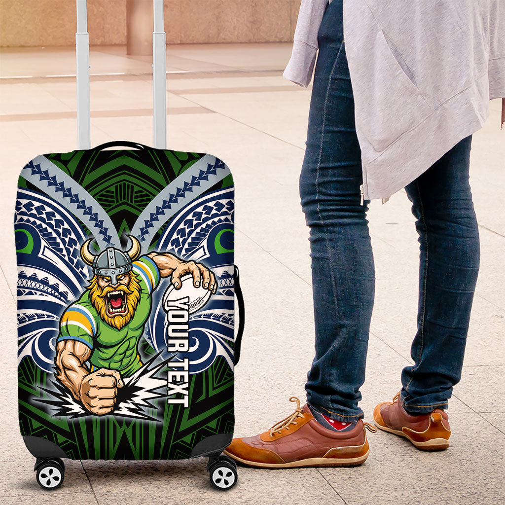 Custom Canberra Raiders Luggage Cover Viking Warrior Polynesia Islander Rugby Mascot