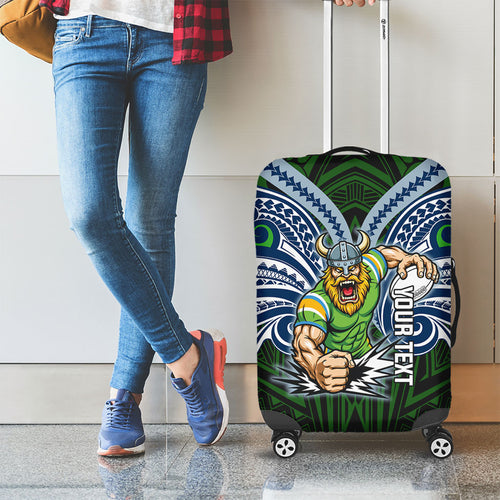 Custom Canberra Raiders Luggage Cover Viking Warrior Polynesia Islander Rugby Mascot