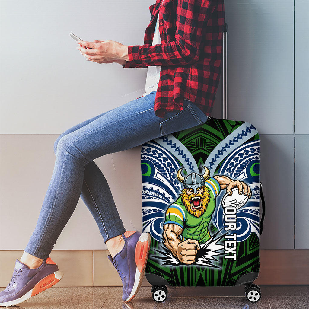 Custom Canberra Raiders Luggage Cover Viking Warrior Polynesia Islander Rugby Mascot