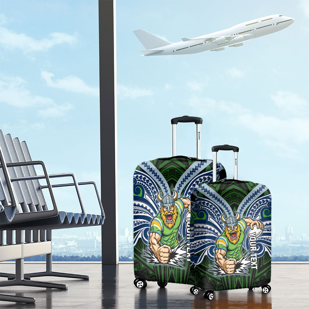 Custom Canberra Raiders Luggage Cover Viking Warrior Polynesia Islander Rugby Mascot