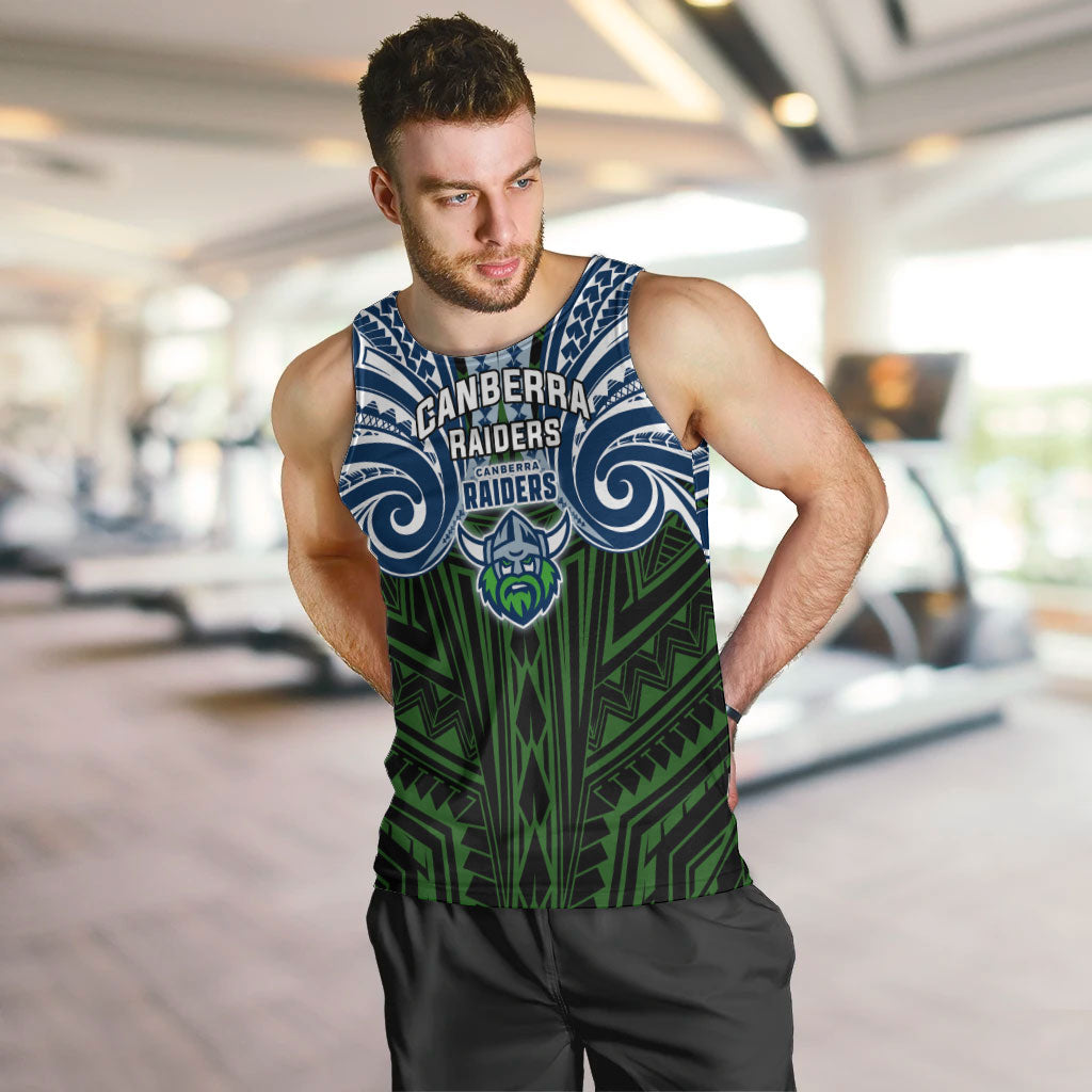 Custom Canberra Raiders Men Tank Top Viking Warrior Polynesia Islander Rugby Mascot