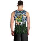 Custom Canberra Raiders Men Tank Top Viking Warrior Polynesia Islander Rugby Mascot