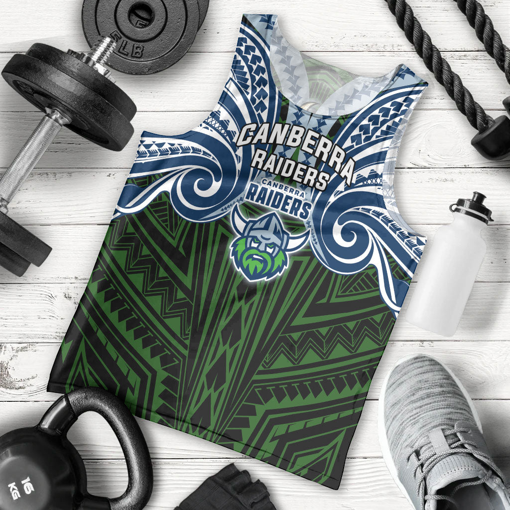 Custom Canberra Raiders Men Tank Top Viking Warrior Polynesia Islander Rugby Mascot