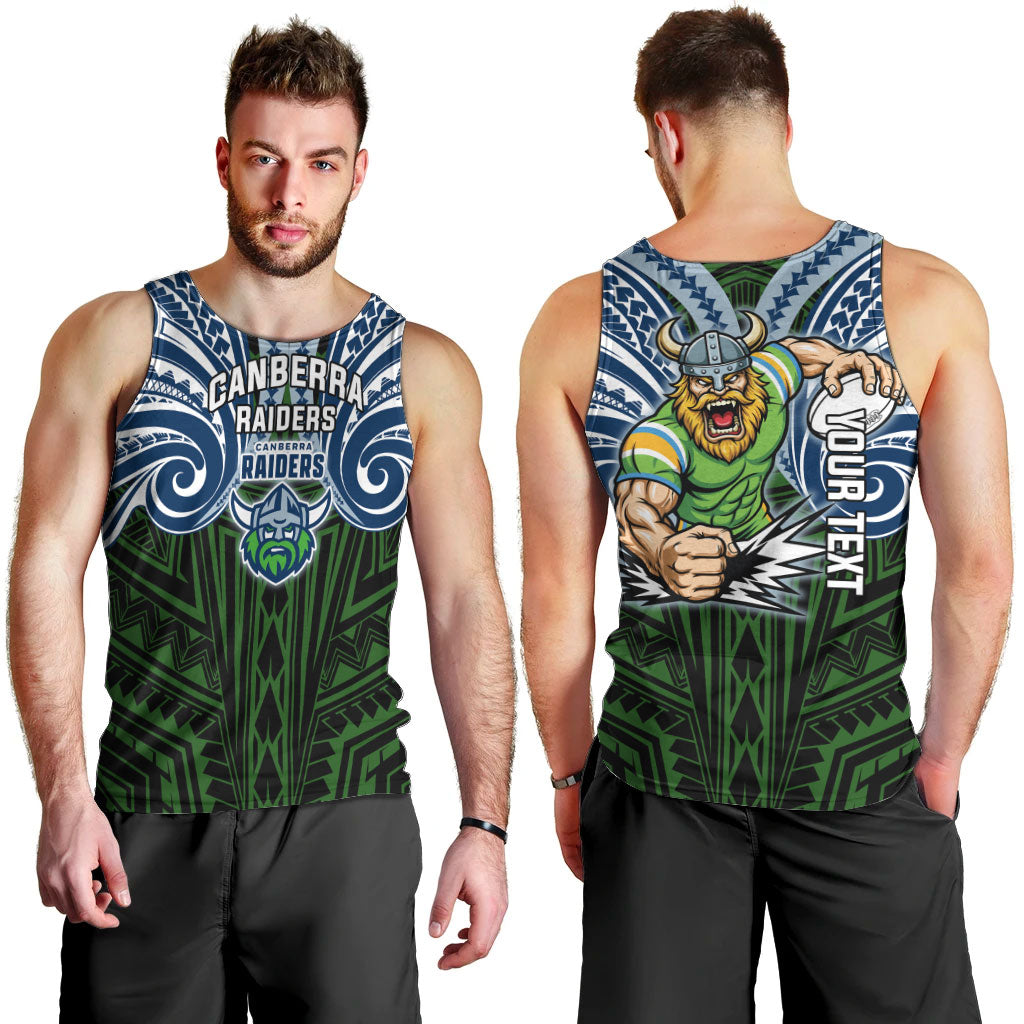 Custom Canberra Raiders Men Tank Top Viking Warrior Polynesia Islander Rugby Mascot