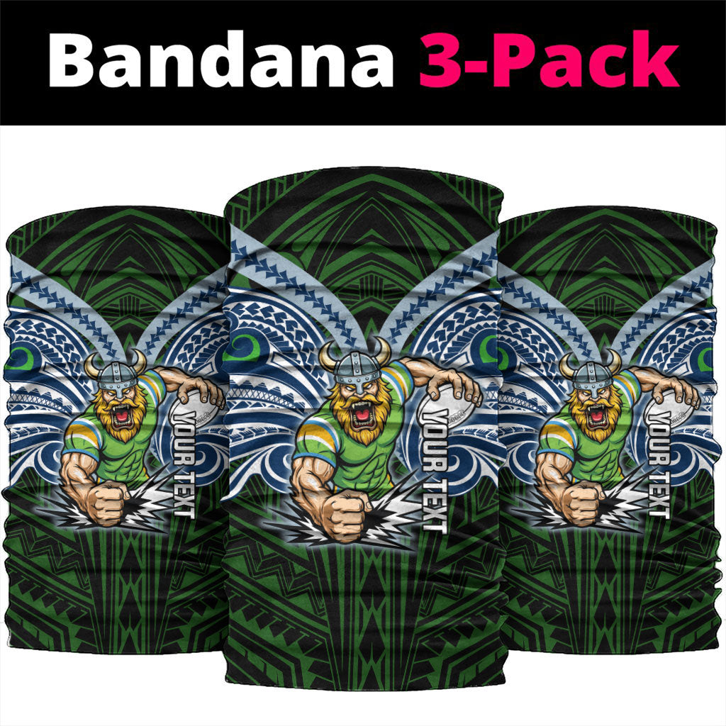 Custom Canberra Raiders Neck Gaiter Viking Warrior Polynesia Islander Rugby Mascot
