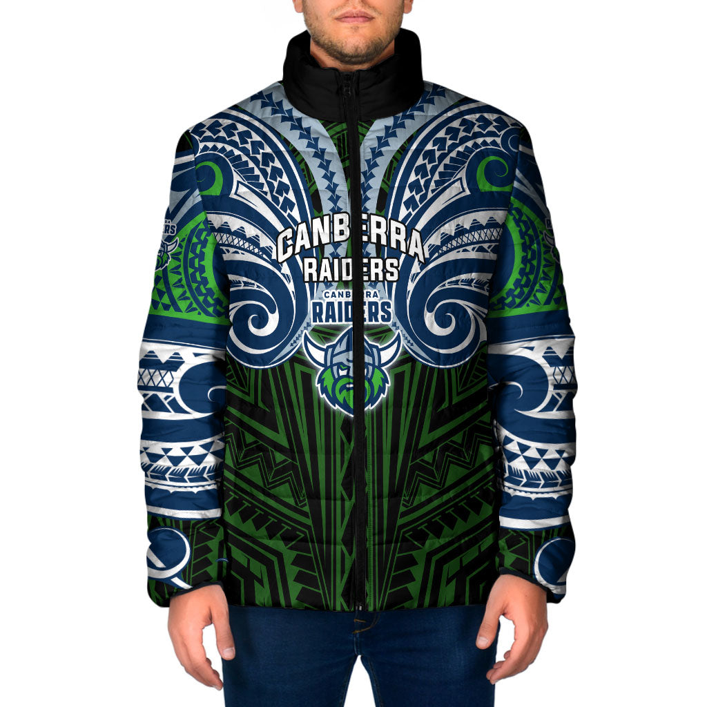 Custom Canberra Raiders Padded Jacket Viking Warrior Polynesia Islander Rugby Mascot