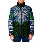 Custom Canberra Raiders Padded Jacket Viking Warrior Polynesia Islander Rugby Mascot