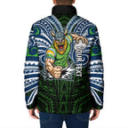 Custom Canberra Raiders Padded Jacket Viking Warrior Polynesia Islander Rugby Mascot
