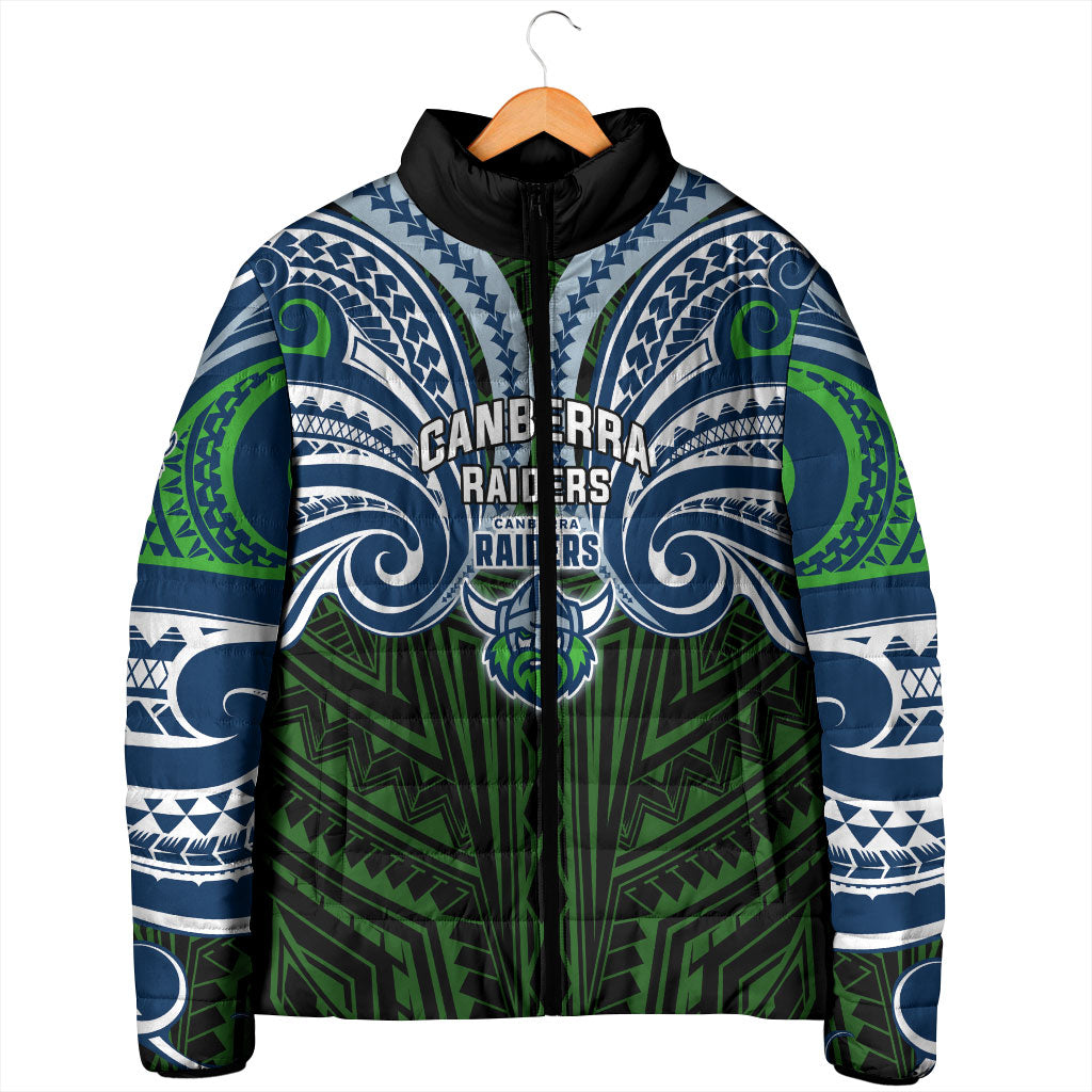 Custom Canberra Raiders Padded Jacket Viking Warrior Polynesia Islander Rugby Mascot