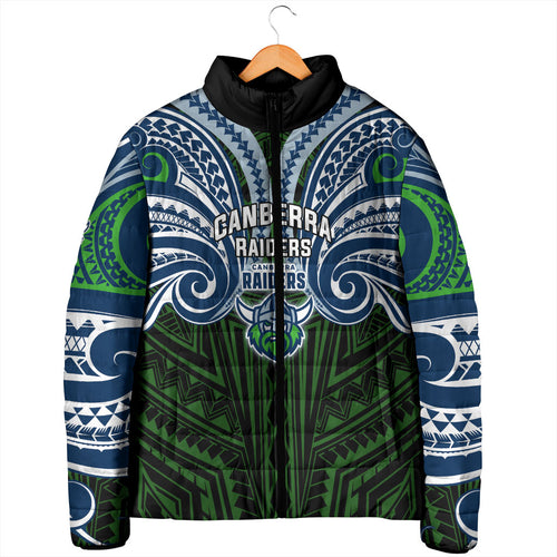 Custom Canberra Raiders Padded Jacket Viking Warrior Polynesia Islander Rugby Mascot