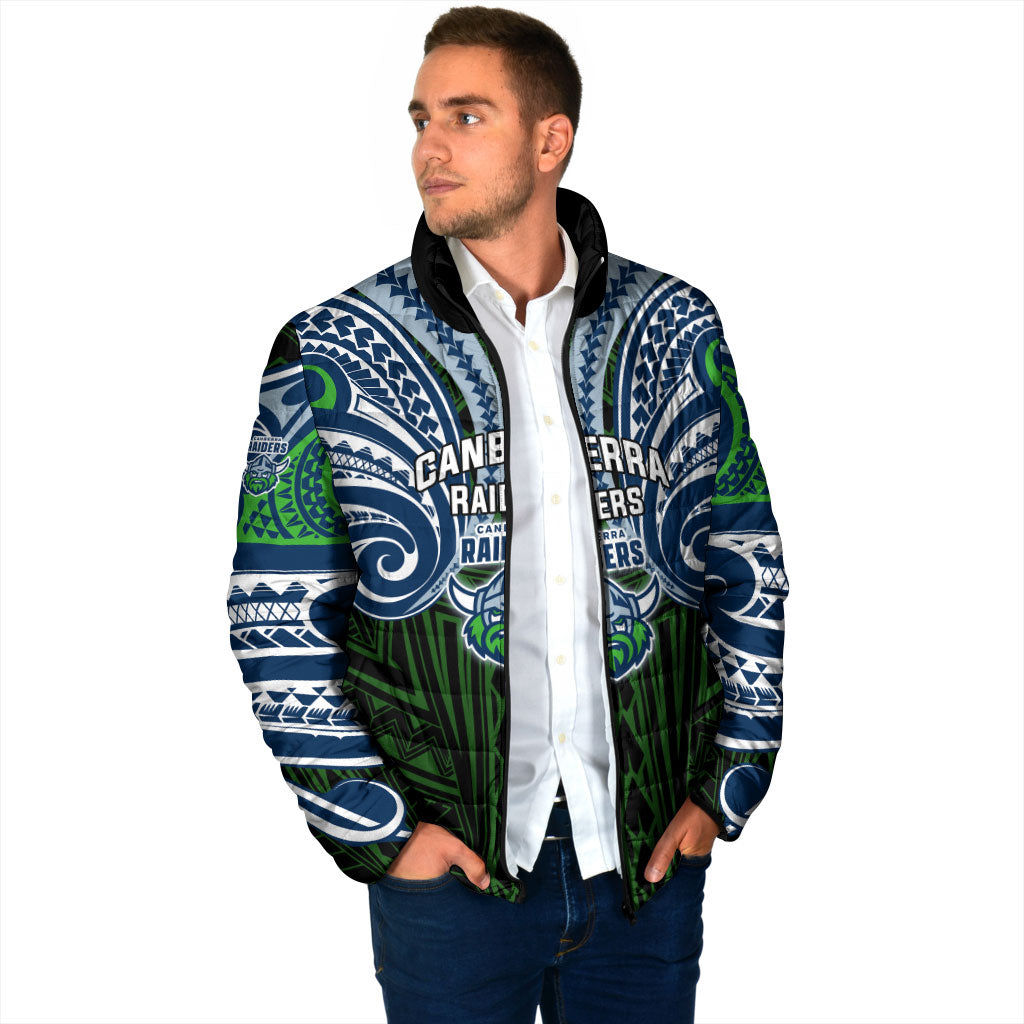 Custom Canberra Raiders Padded Jacket Viking Warrior Polynesia Islander Rugby Mascot