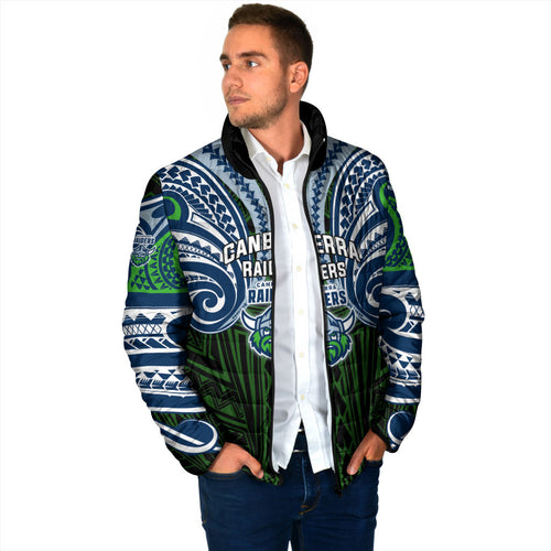 Custom Canberra Raiders Padded Jacket Viking Warrior Polynesia Islander Rugby Mascot