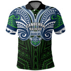 Custom Canberra Raiders Polo Shirt Viking Warrior Polynesia Islander Rugby Mascot