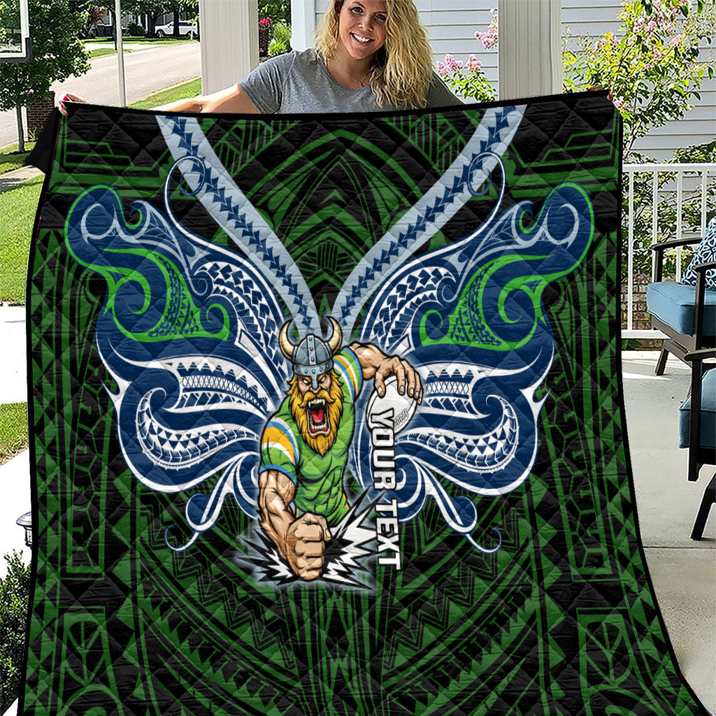 Custom Canberra Raiders Quilt Viking Warrior Polynesia Islander Rugby Mascot