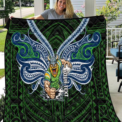 Custom Canberra Raiders Quilt Viking Warrior Polynesia Islander Rugby Mascot