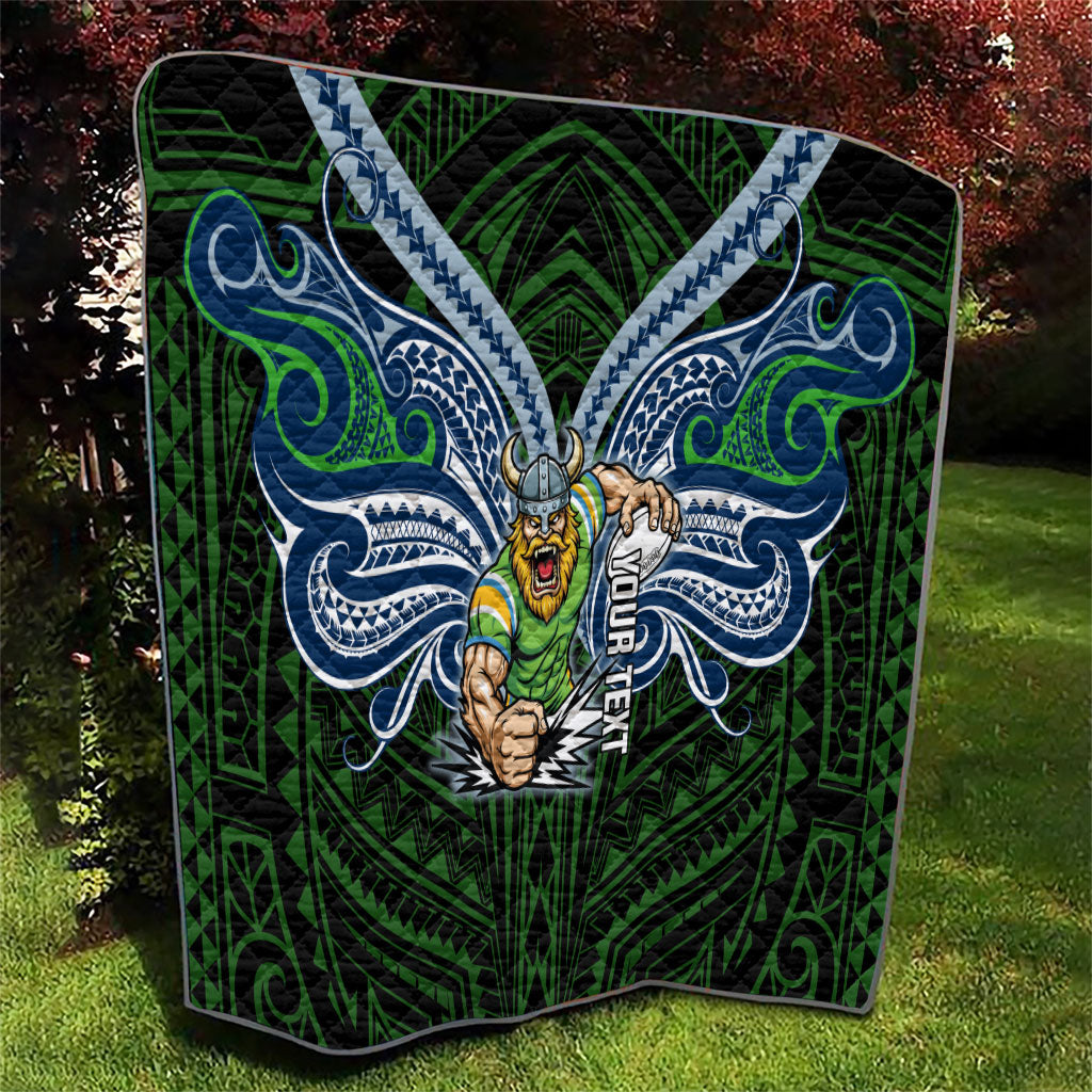 Custom Canberra Raiders Quilt Viking Warrior Polynesia Islander Rugby Mascot