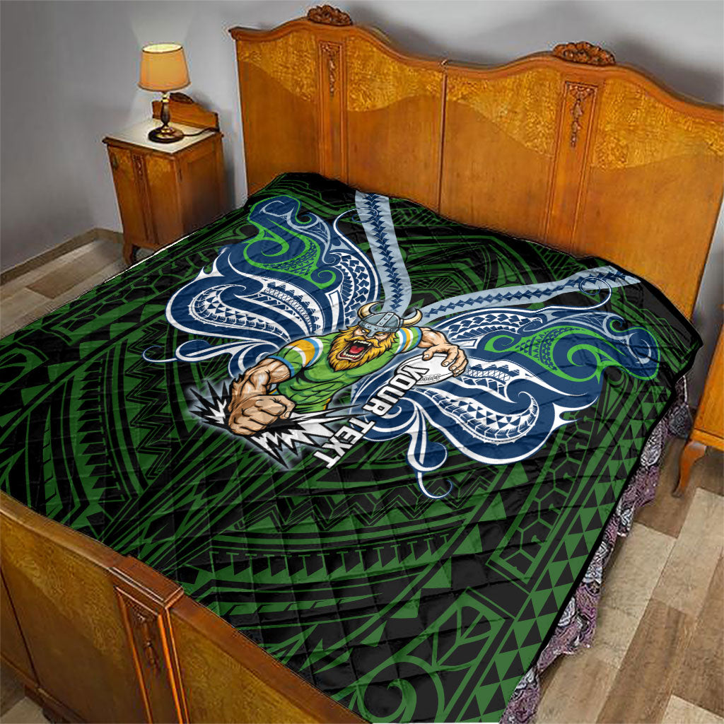 Custom Canberra Raiders Quilt Viking Warrior Polynesia Islander Rugby Mascot