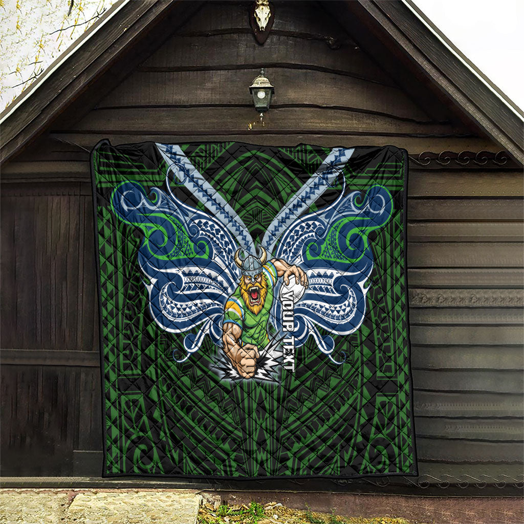 Custom Canberra Raiders Quilt Viking Warrior Polynesia Islander Rugby Mascot