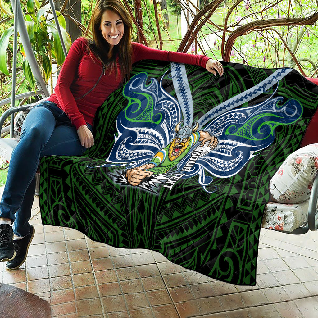 Custom Canberra Raiders Quilt Viking Warrior Polynesia Islander Rugby Mascot