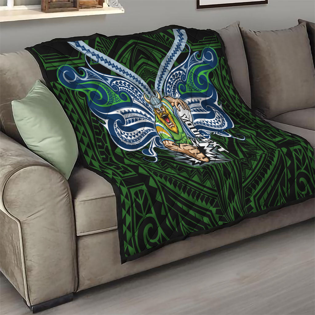 Custom Canberra Raiders Quilt Viking Warrior Polynesia Islander Rugby Mascot