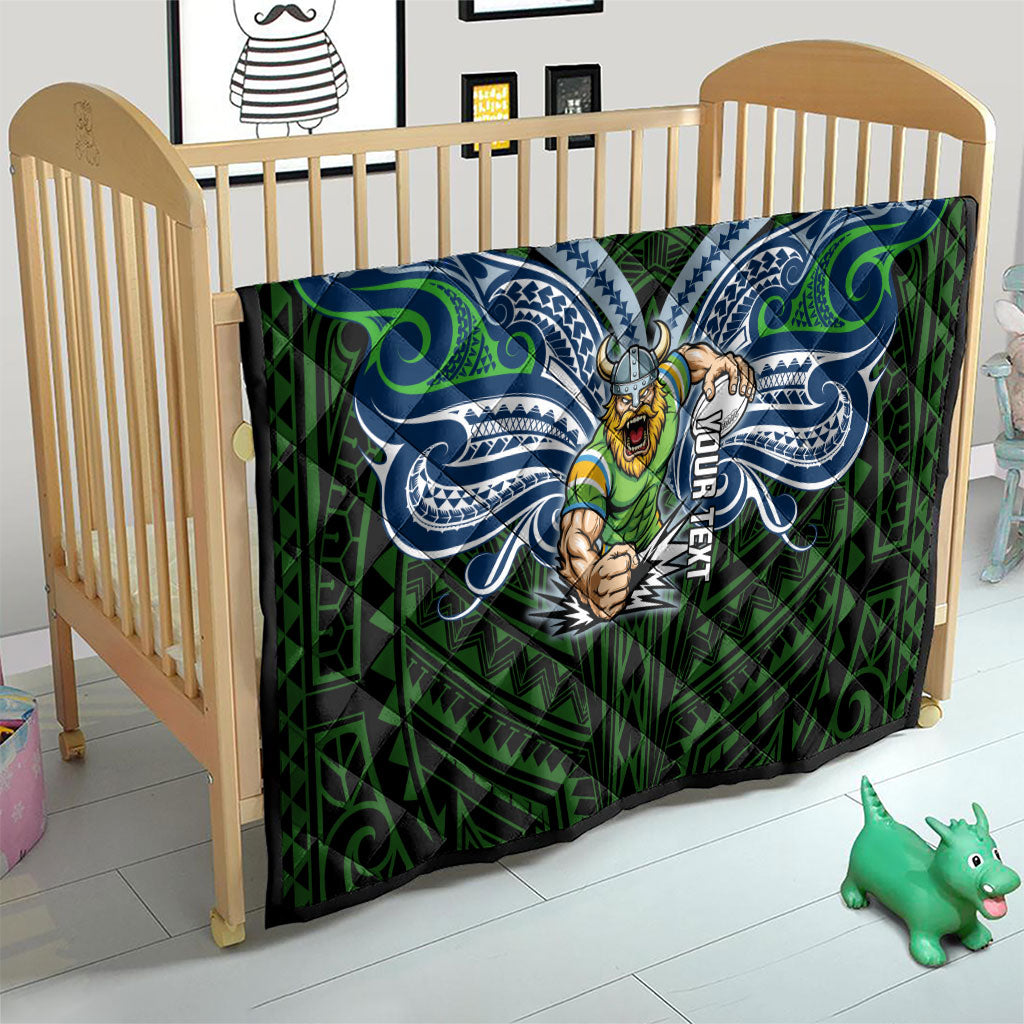 Custom Canberra Raiders Quilt Viking Warrior Polynesia Islander Rugby Mascot