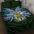 Custom Canberra Raiders Quilt Bed Set Viking Warrior Polynesia Islander Rugby Mascot