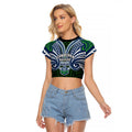 Custom Canberra Raiders Raglan Cropped T Shirt Viking Warrior Polynesia Islander Rugby Mascot