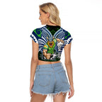 Custom Canberra Raiders Raglan Cropped T Shirt Viking Warrior Polynesia Islander Rugby Mascot