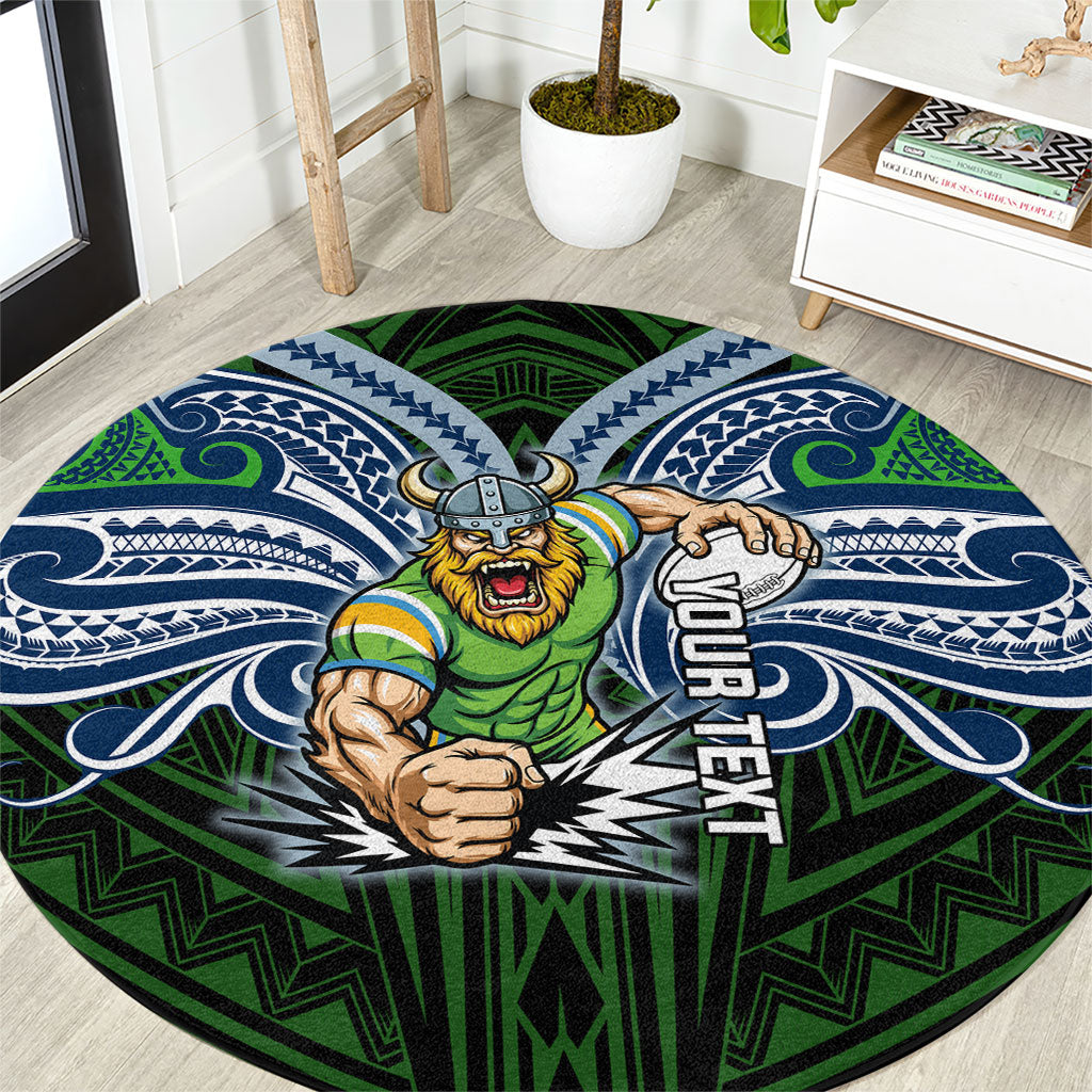 Custom Canberra Raiders Round Carpet Viking Warrior Polynesia Islander Rugby Mascot