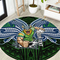 Custom Canberra Raiders Round Carpet Viking Warrior Polynesia Islander Rugby Mascot