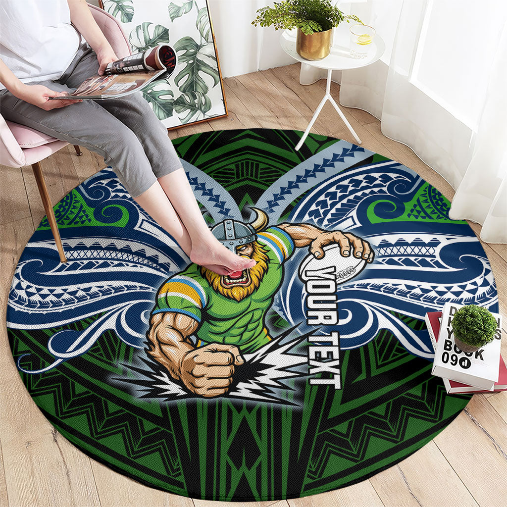 Custom Canberra Raiders Round Carpet Viking Warrior Polynesia Islander Rugby Mascot