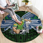 Custom Canberra Raiders Round Carpet Viking Warrior Polynesia Islander Rugby Mascot