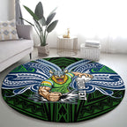 Custom Canberra Raiders Round Carpet Viking Warrior Polynesia Islander Rugby Mascot