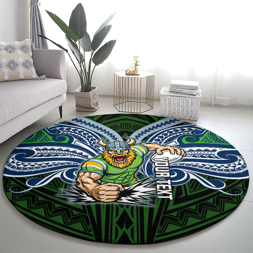 Custom Canberra Raiders Round Carpet Viking Warrior Polynesia Islander Rugby Mascot